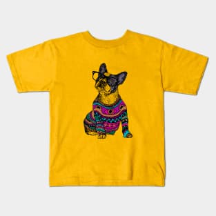 hipster frenchie Kids T-Shirt